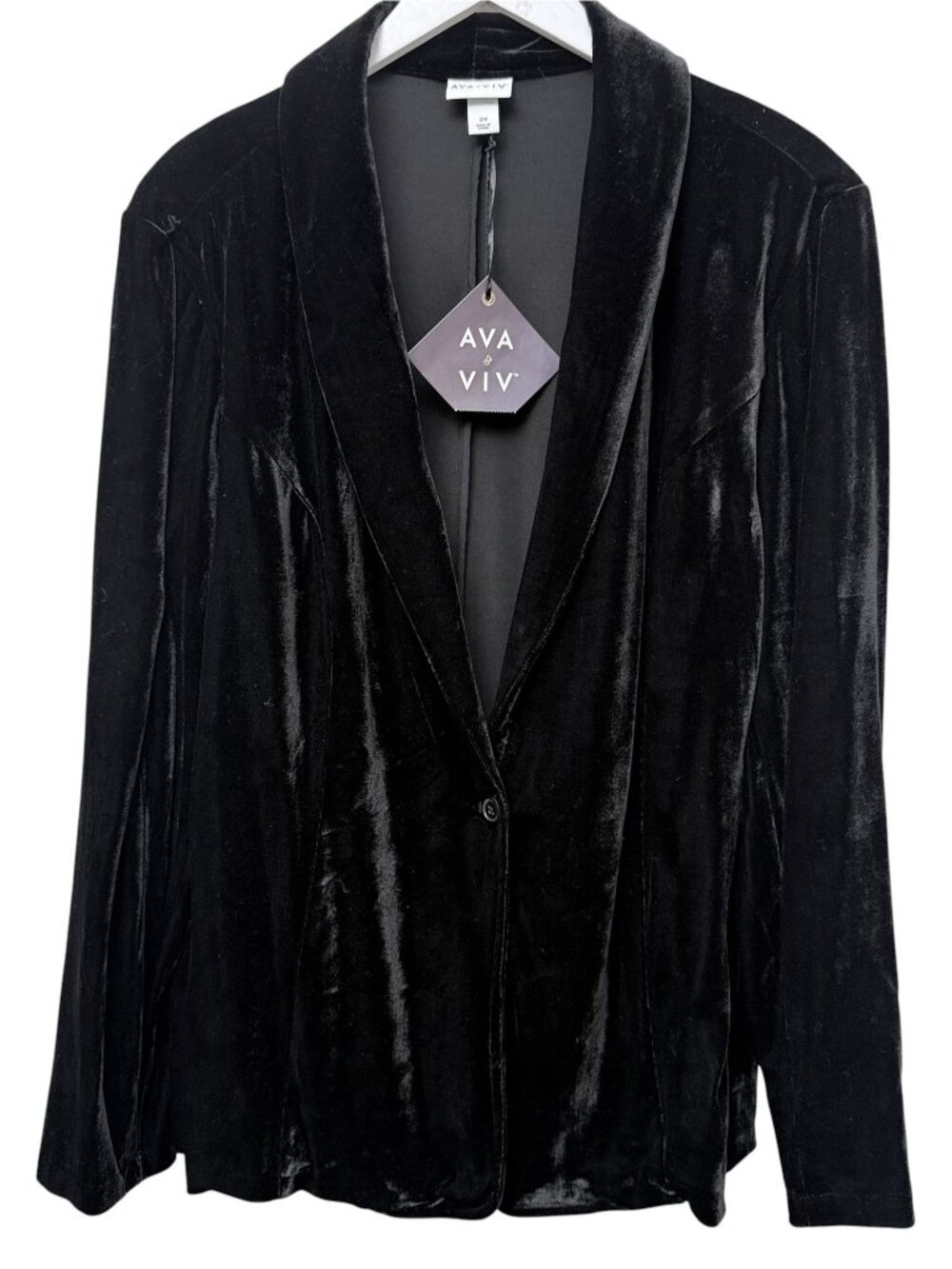 Ava & Viv Women's Black Velvet Blazer Plus Size 2X Evening Party Jacket NWT